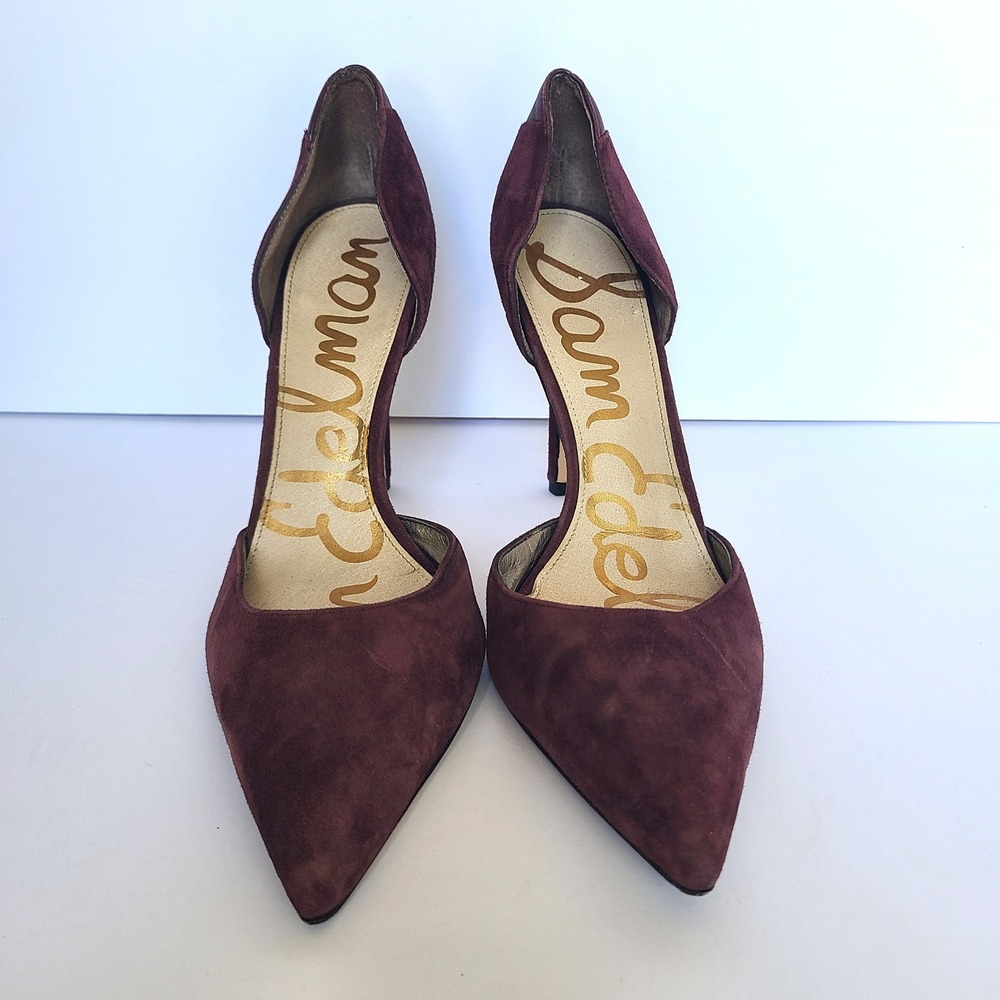 Sam Edelman US 9 D'Orsay Plum Purple Suede Heels Delilah Pointed Quiet Luxury - Picture 3 of 8